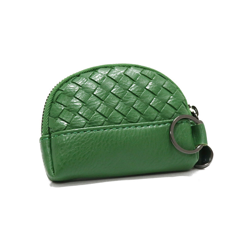 2025新款女包手工编织女钱包简约零钱包钱夹PU皮革小拉链化妆包包