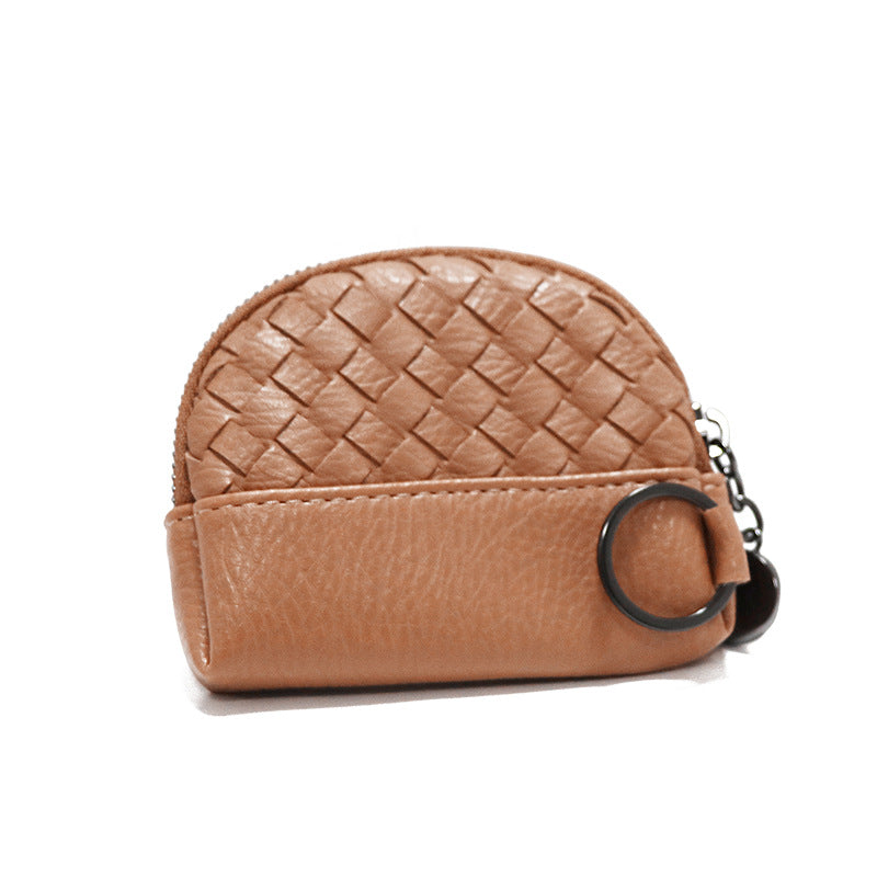 2025新款女包手工编织女钱包简约零钱包钱夹PU皮革小拉链化妆包包