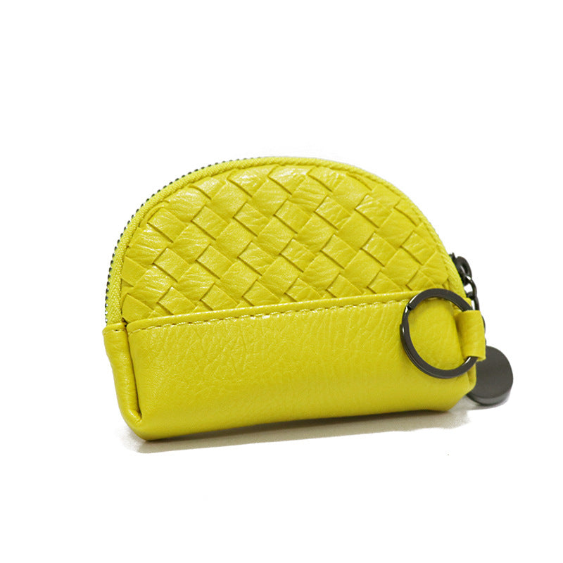 2025新款女包手工编织女钱包简约零钱包钱夹PU皮革小拉链化妆包包