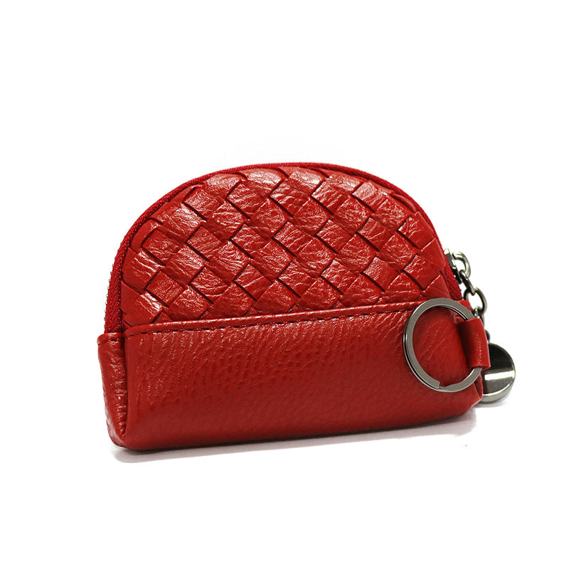 2025新款女包手工编织女钱包简约零钱包钱夹PU皮革小拉链化妆包包