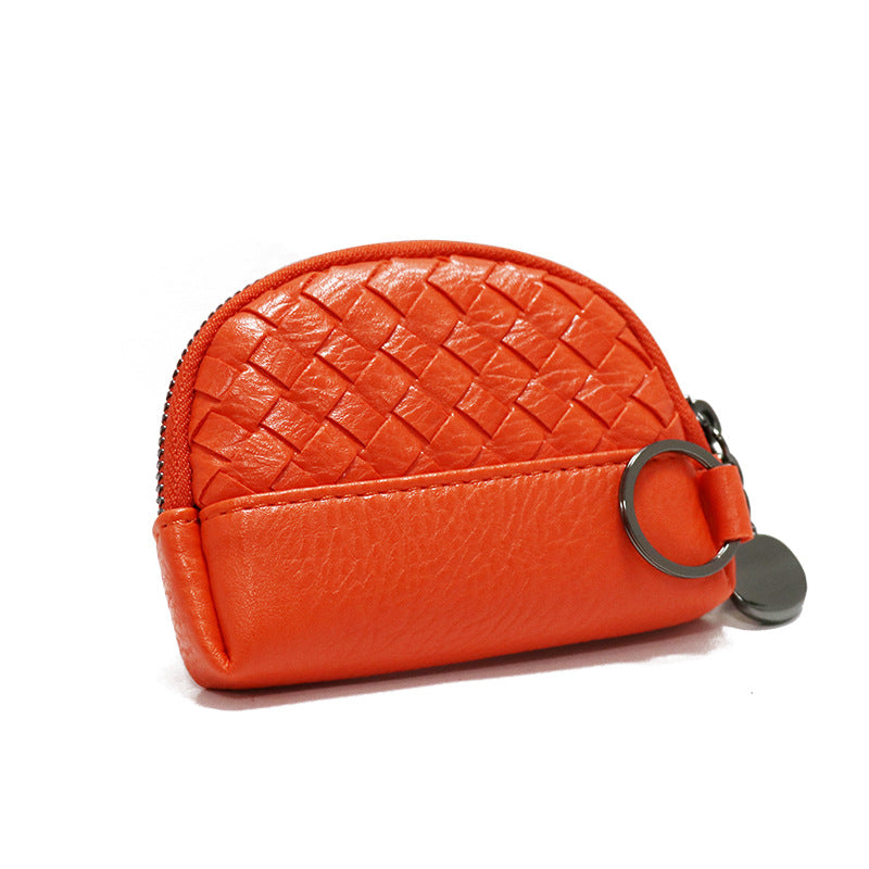 2025新款女包手工编织女钱包简约零钱包钱夹PU皮革小拉链化妆包包