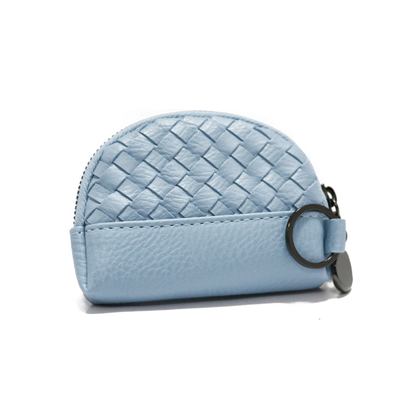 2025新款女包手工编织女钱包简约零钱包钱夹PU皮革小拉链化妆包包