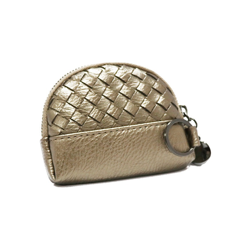 2025新款女包手工编织女钱包简约零钱包钱夹PU皮革小拉链化妆包包