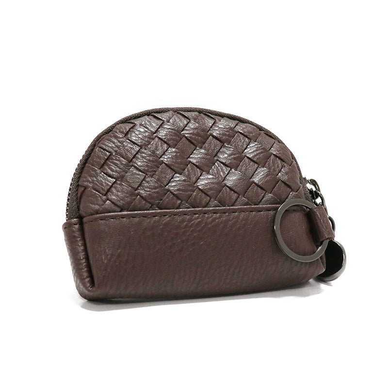 2025新款女包手工编织女钱包简约零钱包钱夹PU皮革小拉链化妆包包