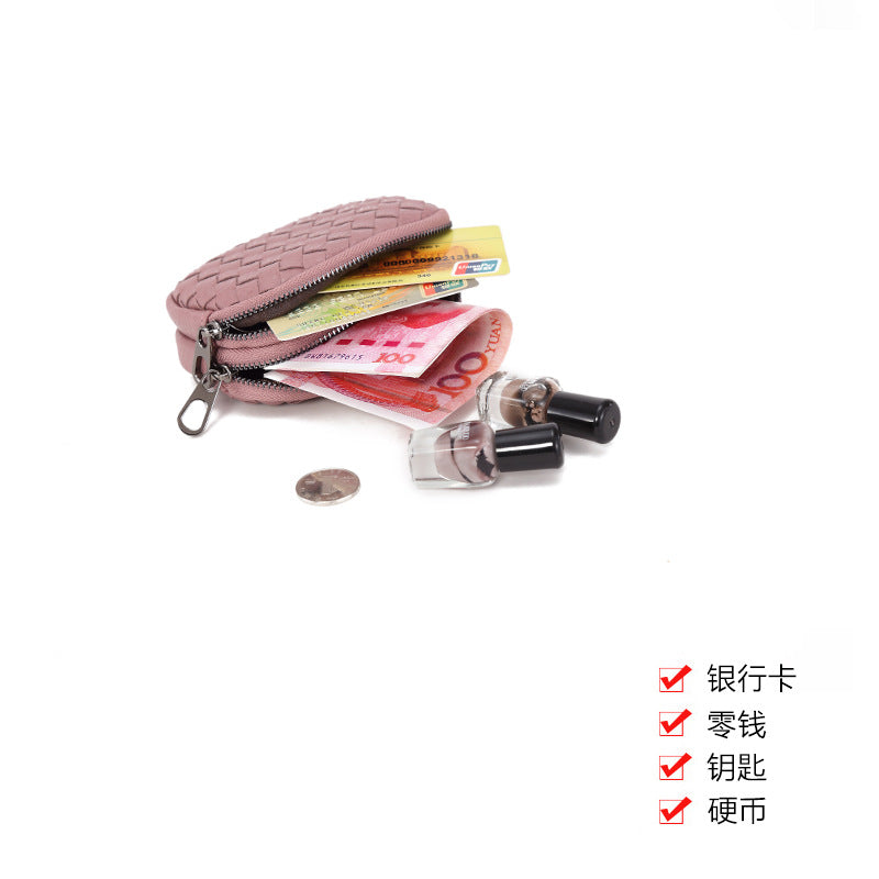 零钱包2024新款钱包女手工编织多隔层卡包方便收纳钥匙包