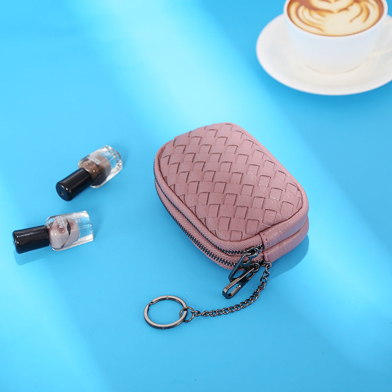 零钱包2024新款钱包女手工编织多隔层卡包方便收纳钥匙包