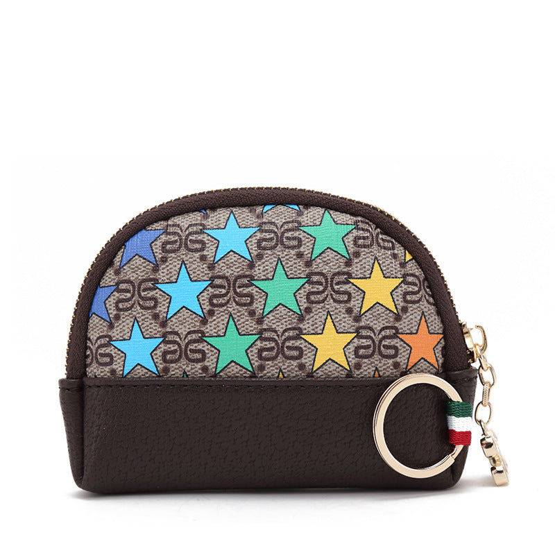 2025春季 女包欧美印花女零钱包钱夹PVC撞色小拉链包包 一件代发