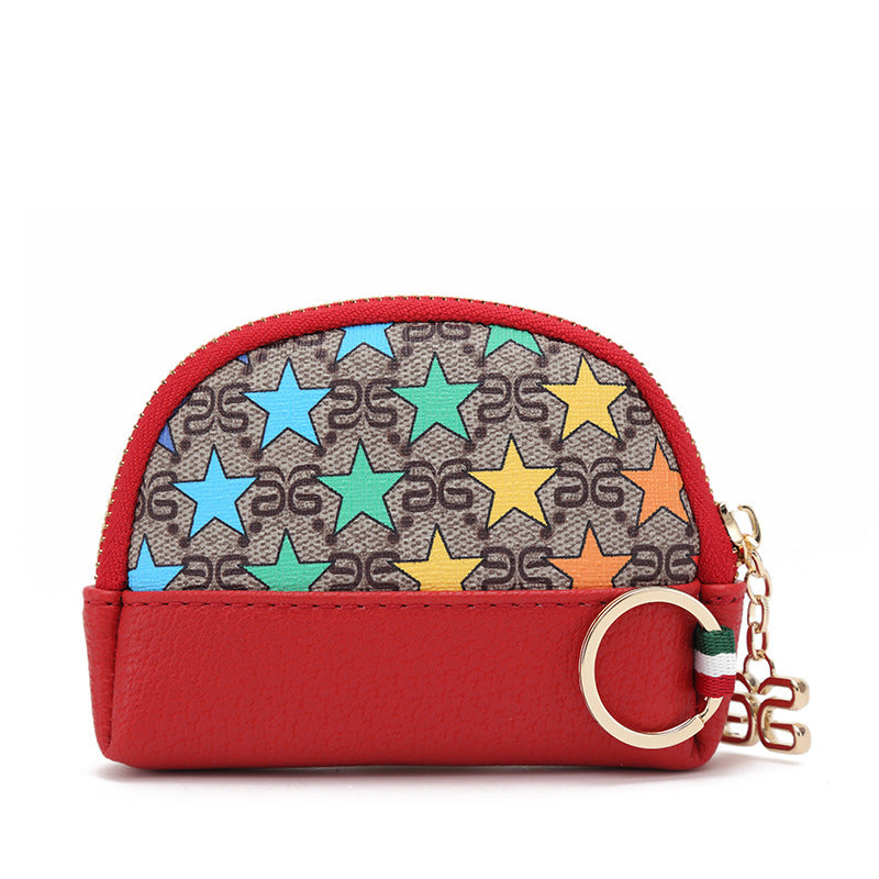 2025春季 女包欧美印花女零钱包钱夹PVC撞色小拉链包包 一件代发