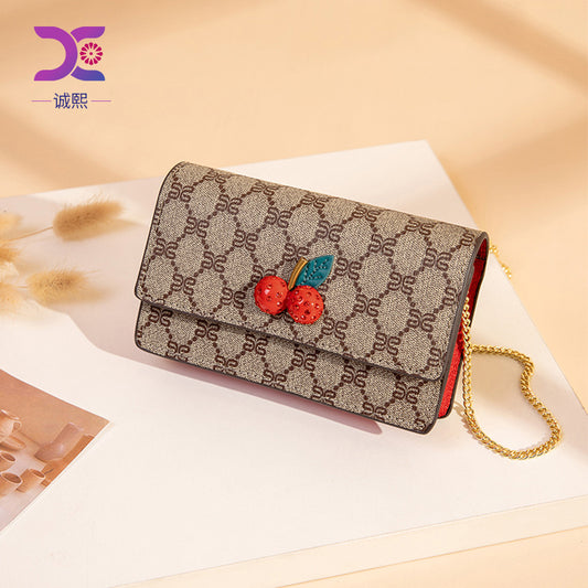 源头工厂包包女2024早春新款斜挎包时尚印花链条包包韩版单肩女包