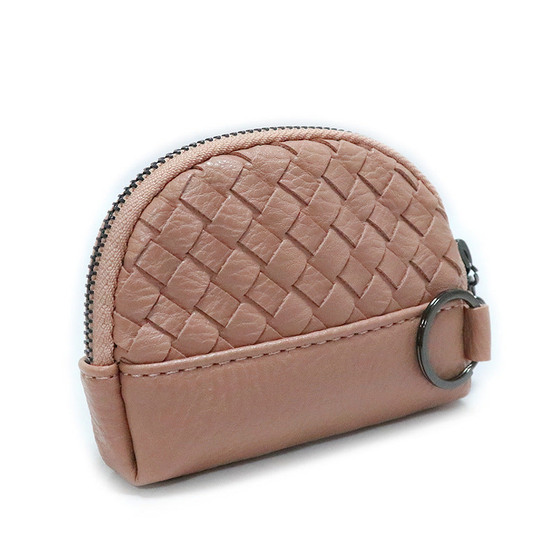 2025新款女包手工编织女钱包简约零钱包钱夹PU皮革小拉链化妆包包