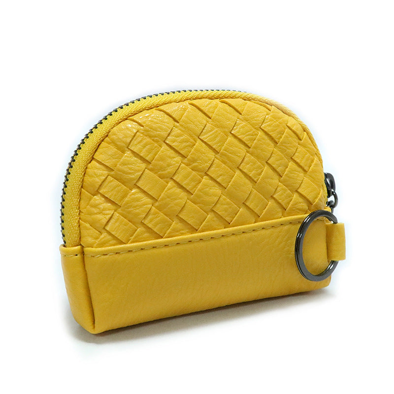 2025新款女包手工编织女钱包简约零钱包钱夹PU皮革小拉链化妆包包