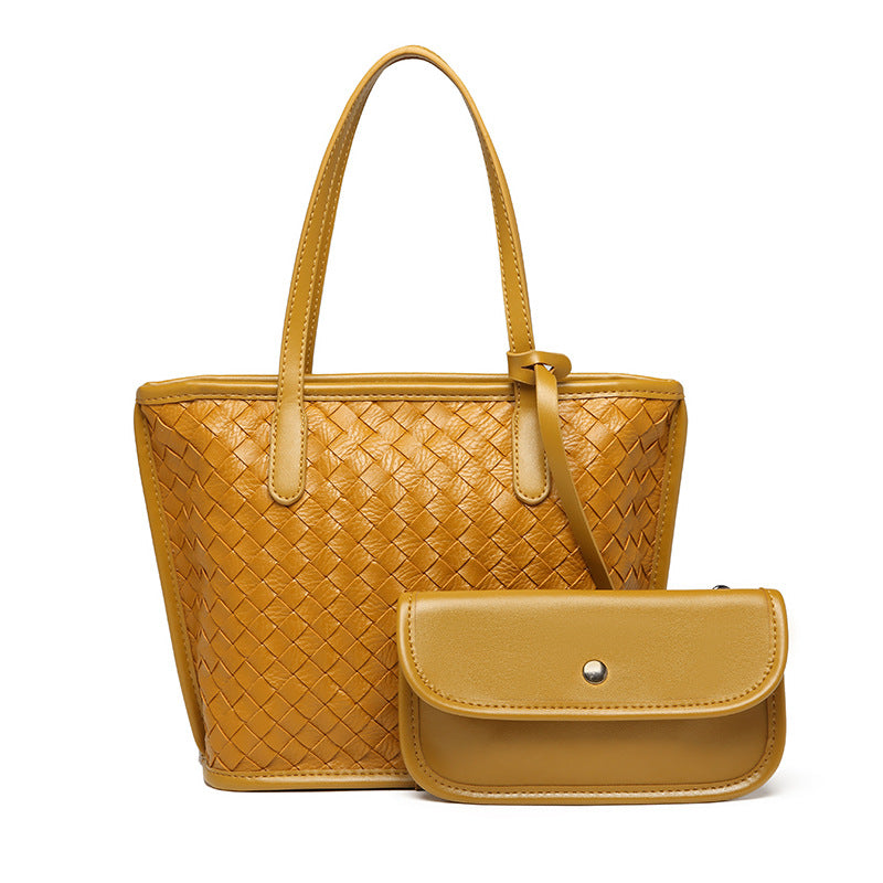 2024新款欧美菜篮子水桶包包高级感女士单肩托特包手提编织子母包