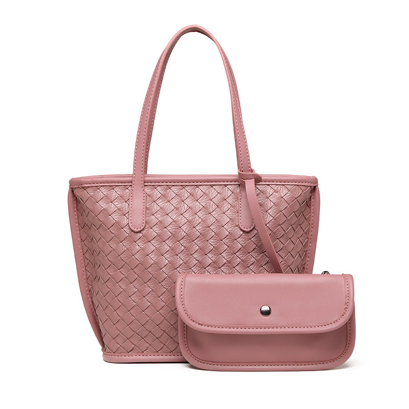 2024新款欧美菜篮子水桶包包高级感女士单肩托特包手提编织子母包