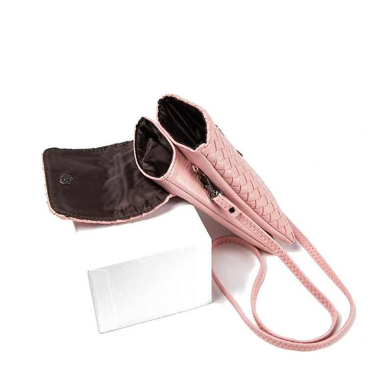 包包女2024新款韩版迷你编织可爱手机包零钱包单肩斜挎包一件代发