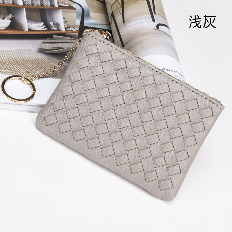 包包2025新款简约韩版女包拉链手拿包流苏迷你编织零钱包钥匙卡包