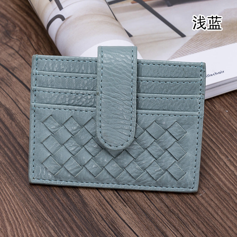 时尚超薄编织卡包纯色证件卡位卡槽证件位收纳小包便携式卡片卡套