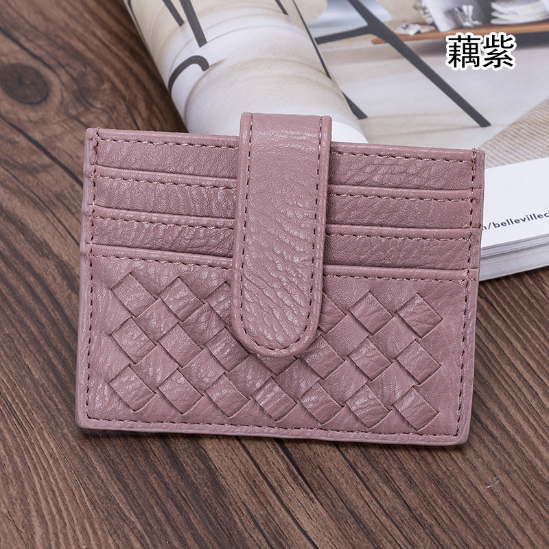 2025新款女包手工编织女钱包简约零钱包钱夹PU皮革小拉链化妆包包