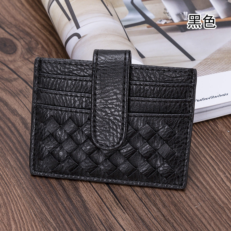 时尚超薄编织卡包纯色证件卡位卡槽证件位收纳小包便携式卡片卡套