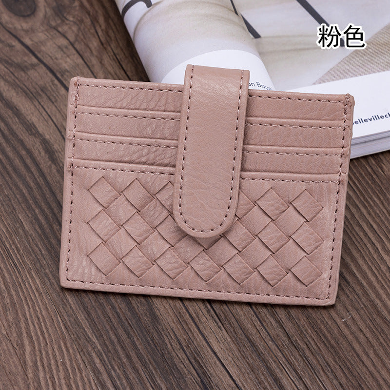 时尚超薄编织卡包纯色证件卡位卡槽证件位收纳小包便携式卡片卡套