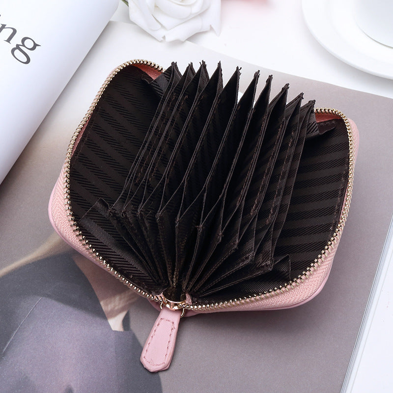 2025新款时尚零钱包卡包女手工编织多隔层多卡位银行卡卡包收纳包