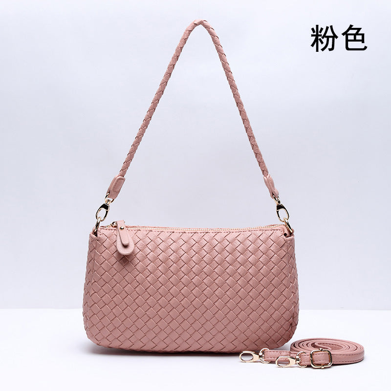 女包2024新款手工编织斜挎单肩包简约时尚腋下包手提包包一件代发