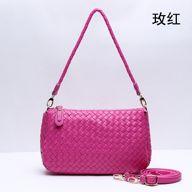 女包2024新款手工编织斜挎单肩包简约时尚腋下包手提包包一件代发