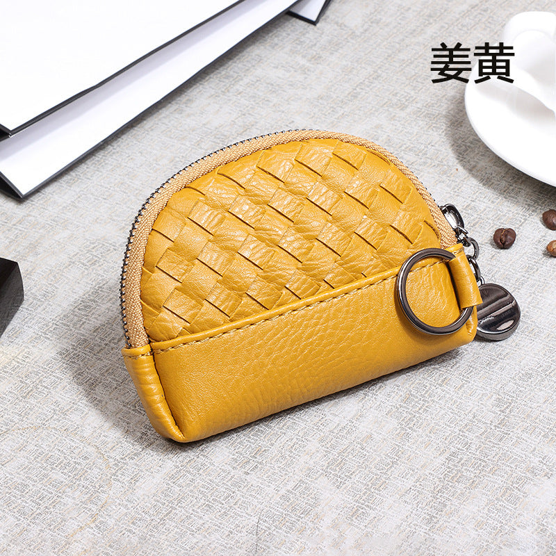 2025新款女包手工编织女钱包简约零钱包钱夹PU皮革小拉链化妆包包