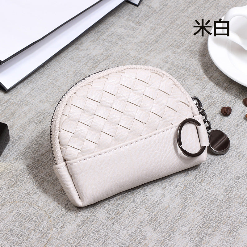 2025新款女包手工编织女钱包简约零钱包钱夹PU皮革小拉链化妆包包