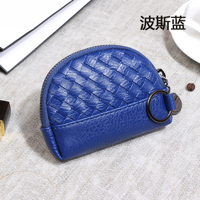 2025新款女包手工编织女钱包简约零钱包钱夹PU皮革小拉链化妆包包