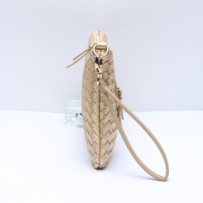 工厂直销2025新款韩版手工编织单肩斜挎多功能商务女士手拿信封包