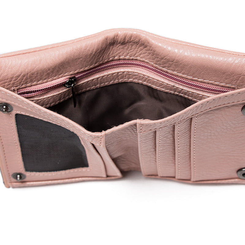 2024新款韩版时尚超薄双拉链搭两折编织女士短款钱包皮夹包