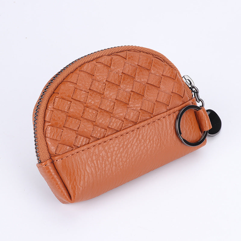 2025新款女包手工编织女钱包简约零钱包钱夹PU皮革小拉链化妆包包
