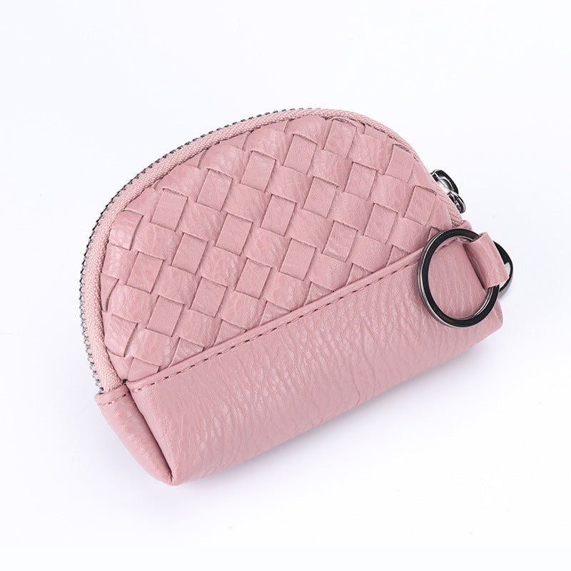 2025新款女包手工编织女钱包简约零钱包钱夹PU皮革小拉链化妆包包