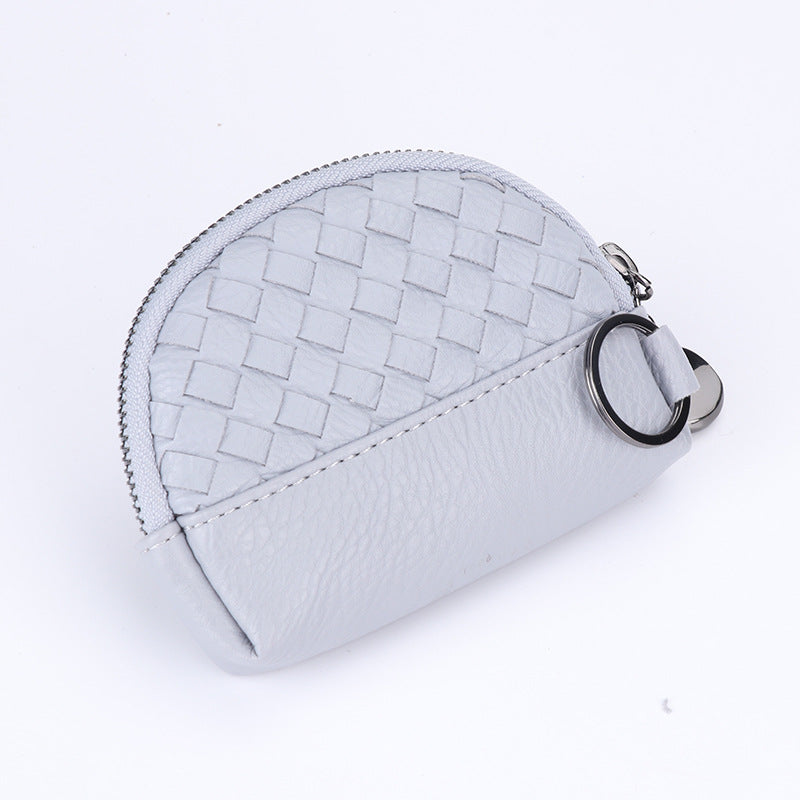 2025新款女包手工编织女钱包简约零钱包钱夹PU皮革小拉链化妆包包
