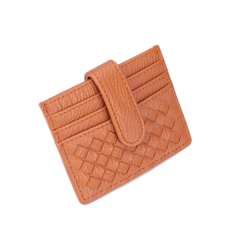 时尚超薄编织卡包纯色证件卡位卡槽证件位收纳小包便携式卡片卡套