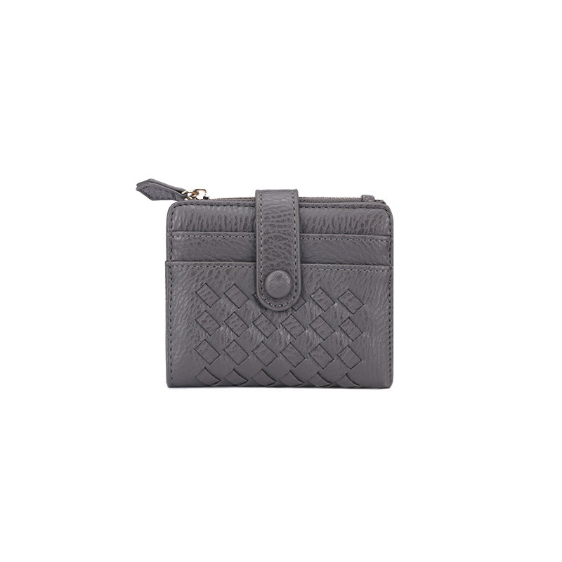 2025新款韩版手拿女包简约高级手工编织卡包短款女士钱包一件代发