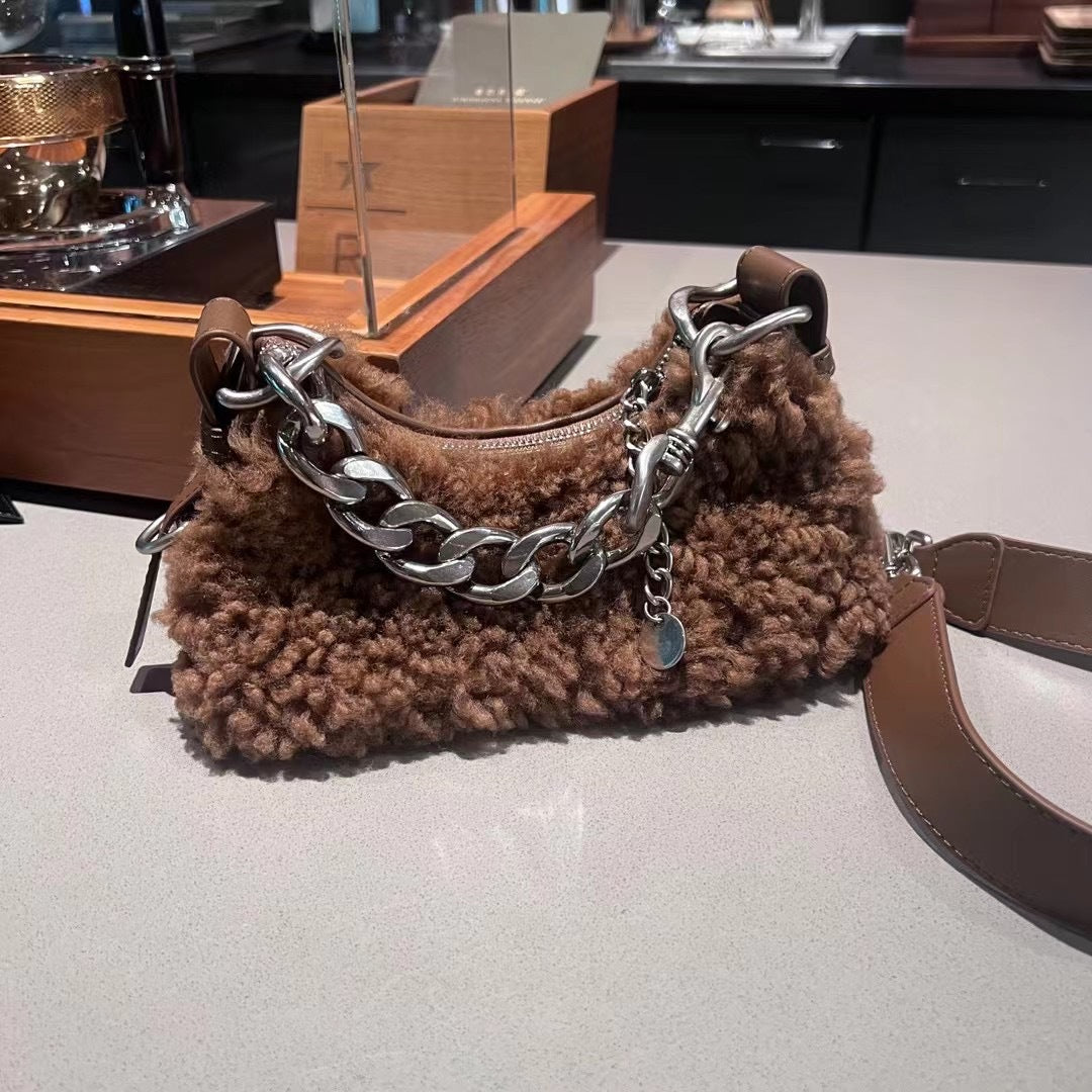 包包女士2023新款秋冬羊羔毛腋下链条包高级感时尚百搭单肩斜挎包