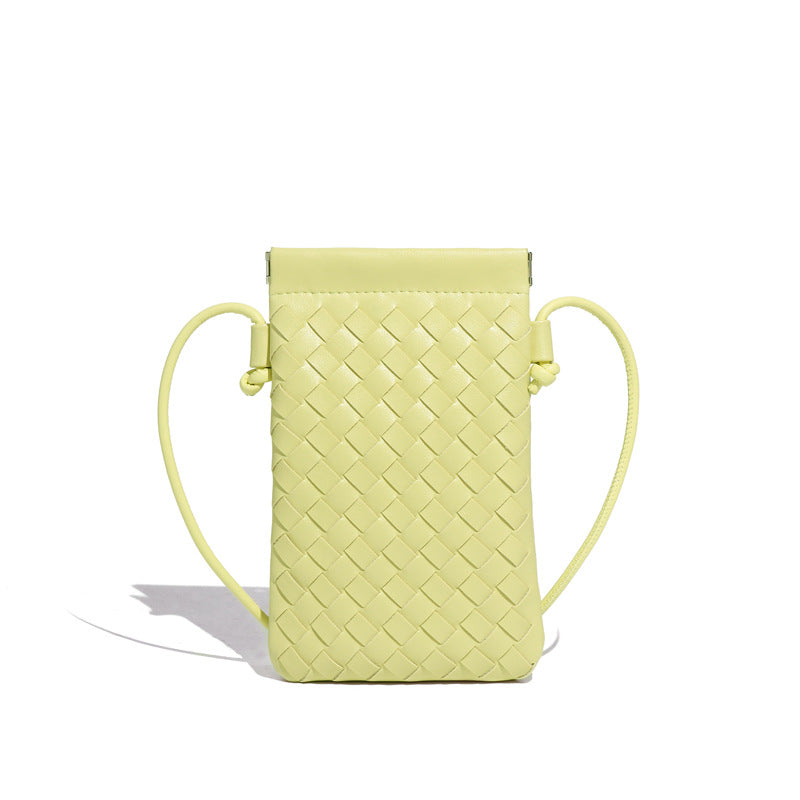 简约时尚新款迷你手机包手工编织包潮流复古小零钱包单肩斜挎女包