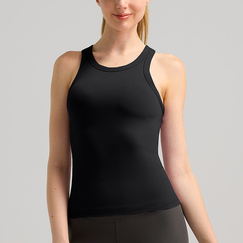 lulu裸感瑜伽服女长款无袖健身背心速干透气跑步美背运动休闲上衣