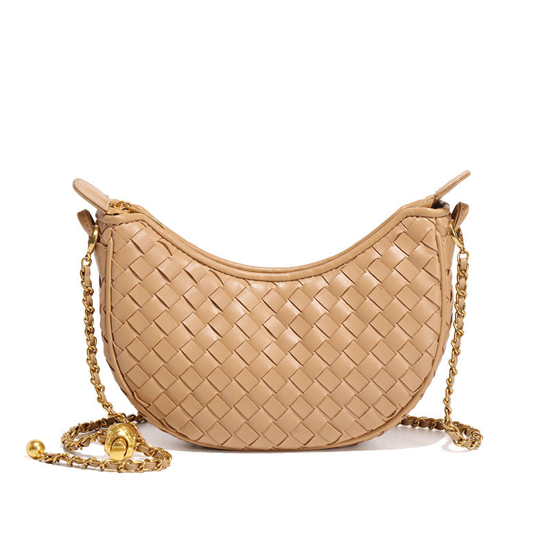 女包2025设计感月牙包新潮编织单肩包马卡龙新月包休闲斜挎月亮包