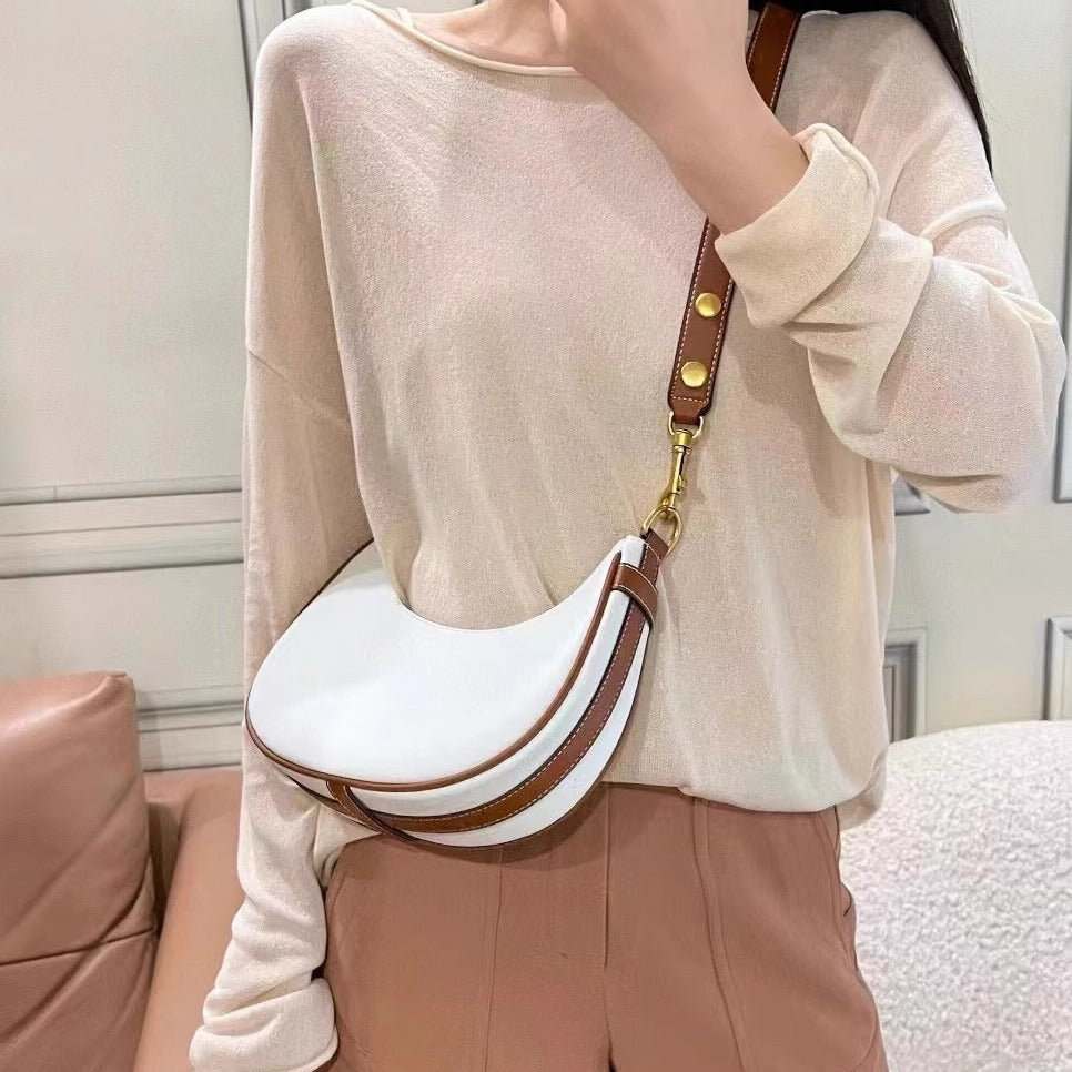 腋下包女真皮半月马鞍包手提包2024新款小众高级感牛皮单肩斜挎包