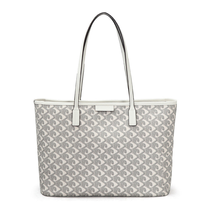 新款简约休闲手提单肩女包上班通勤百搭软皮大容量狗牙子母托特包