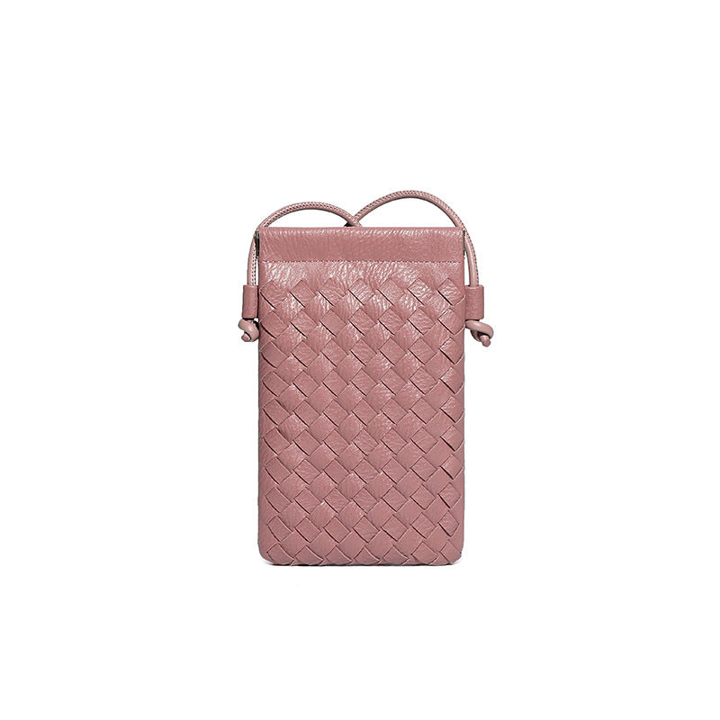 工厂直销竖款手机小方包时尚手工编织包包迷你可爱纯色单肩斜挎包