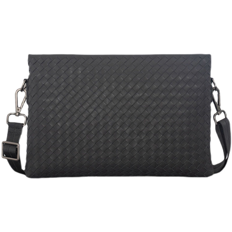 X&BV真皮单肩包男斜挎包大容量编织小背包多功能男士手拿包手包潮