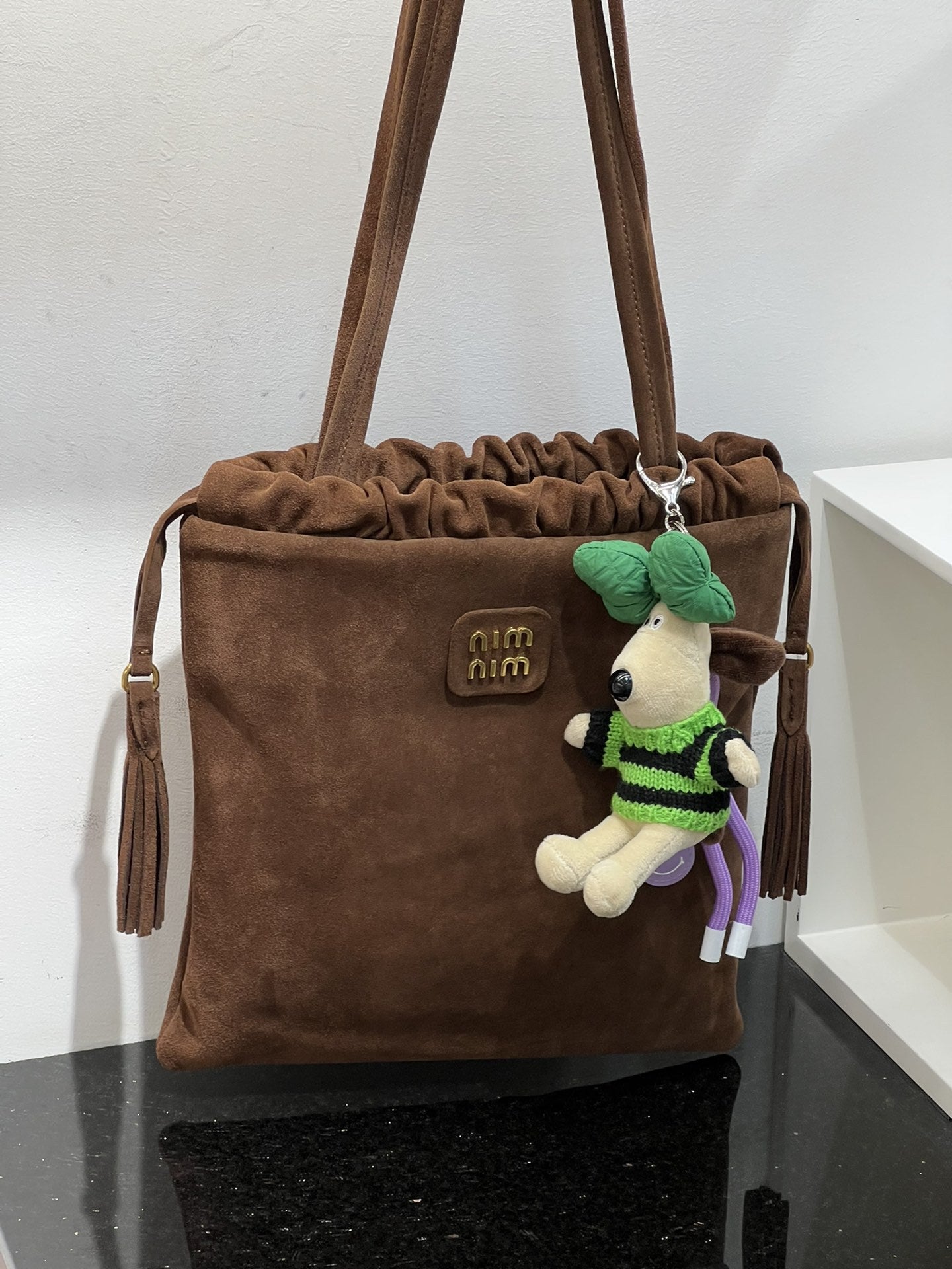 2024秋冬新款休闲百搭磨砂麂皮流苏单肩腋下包托特包包女包日韩潮