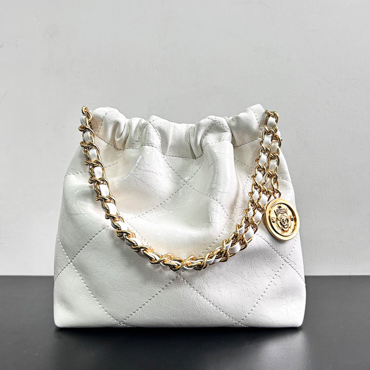 小众设计真皮水桶包女大容量托特包小香风链条单肩包高级感腋下包