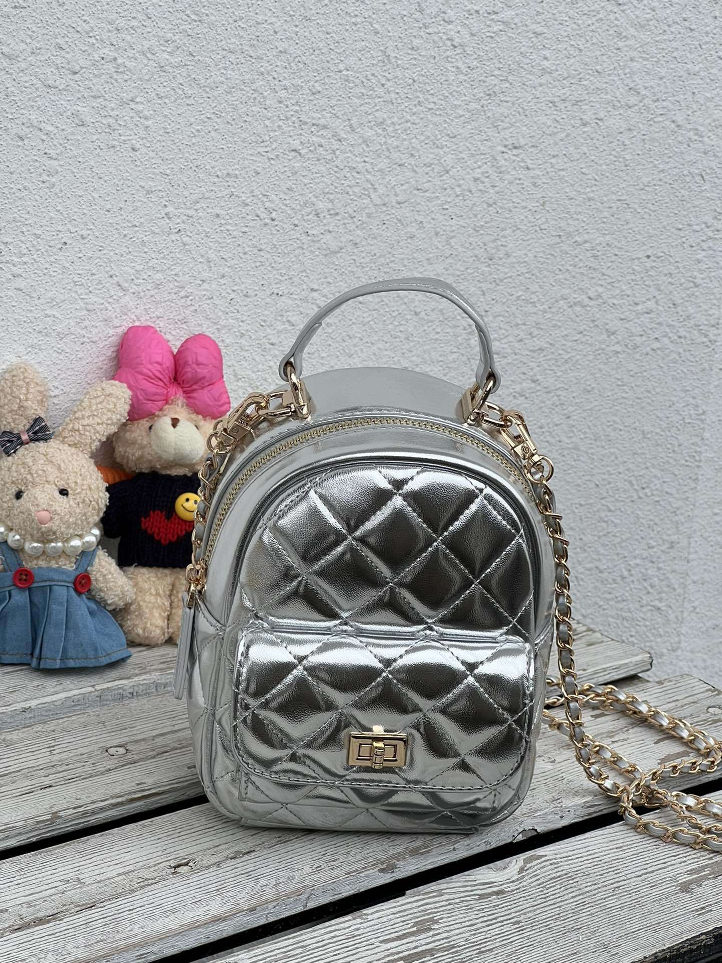 高级感小香风菱格双肩包双肩迷你2025新款时尚百搭书包单肩旅行包