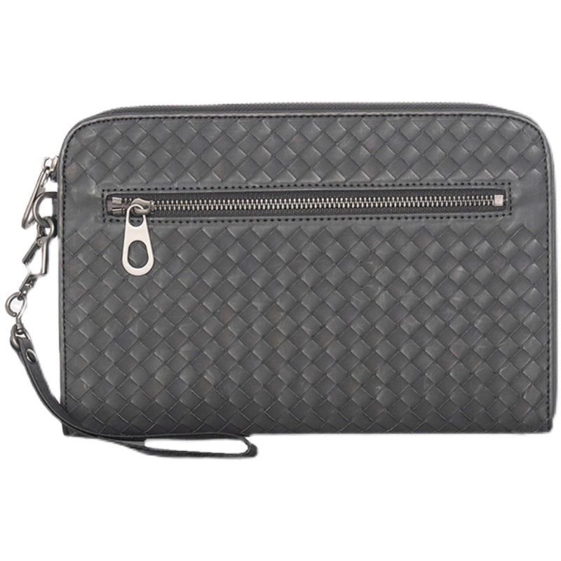 X&BV真皮男士手包商务休闲大容量信封包编织新款夹包潮牌手拿包男