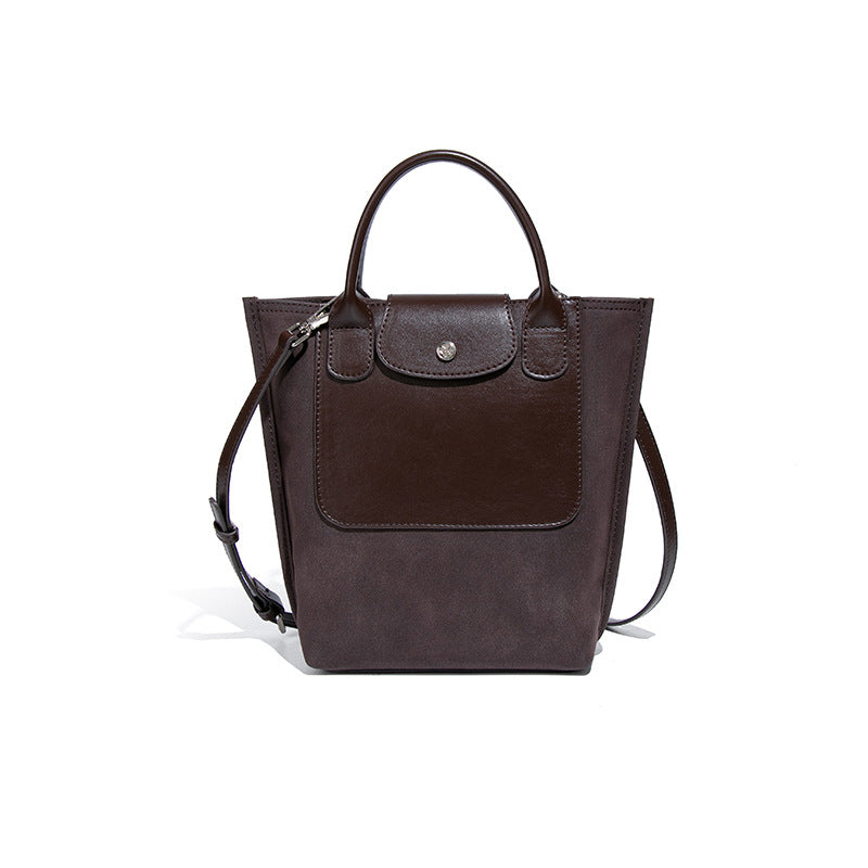 新款拼接磨砂麂皮绒手提女包时尚单肩斜跨包休闲百搭大容量托特包