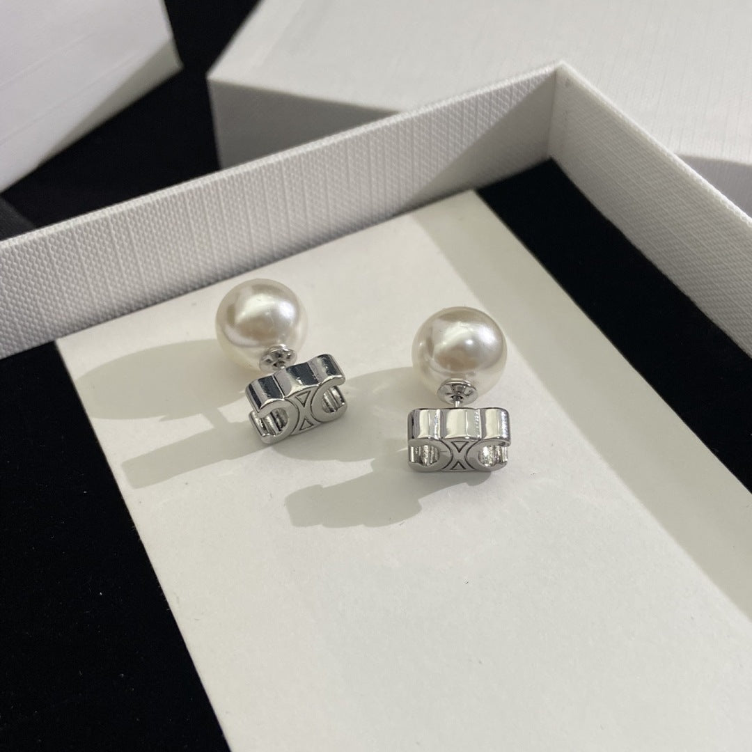 24新款凯旋门珍珠耳钉女高级感气质黄铜镀金爱心树脂耳环